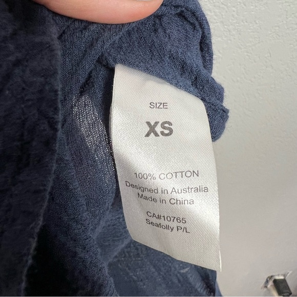 Seafolly Crinkle Twill Beach Shirt - indigo sz xs - Picture 10 of 10